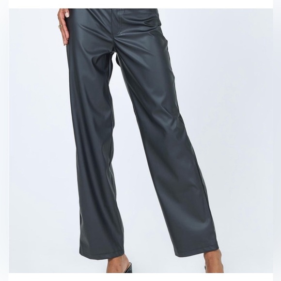 Princess Polly Desire Hip Cut Out Black Faux Leather Pants Size 4 Grunge Sexy - Picture 4 of 8